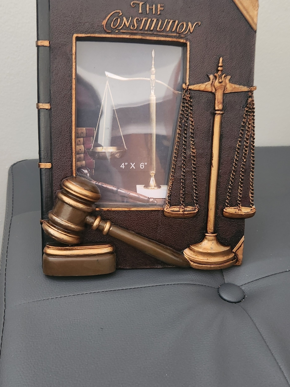 The Constitution Gold and Brown Gavel & Scales Photo Frame